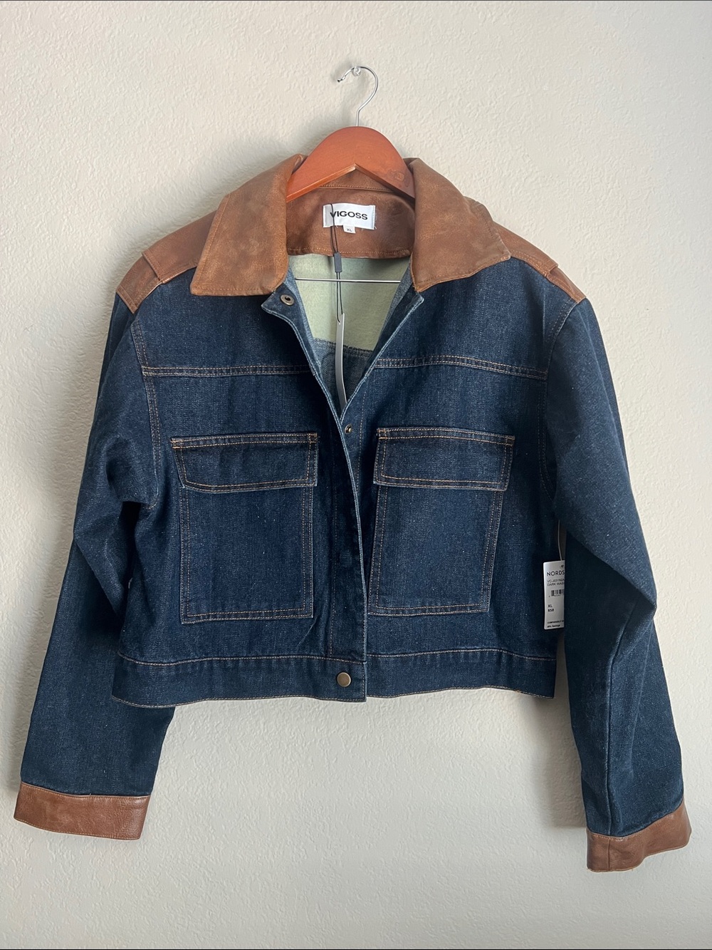 Vigoss Blue Denim Jacket with Brown Collar